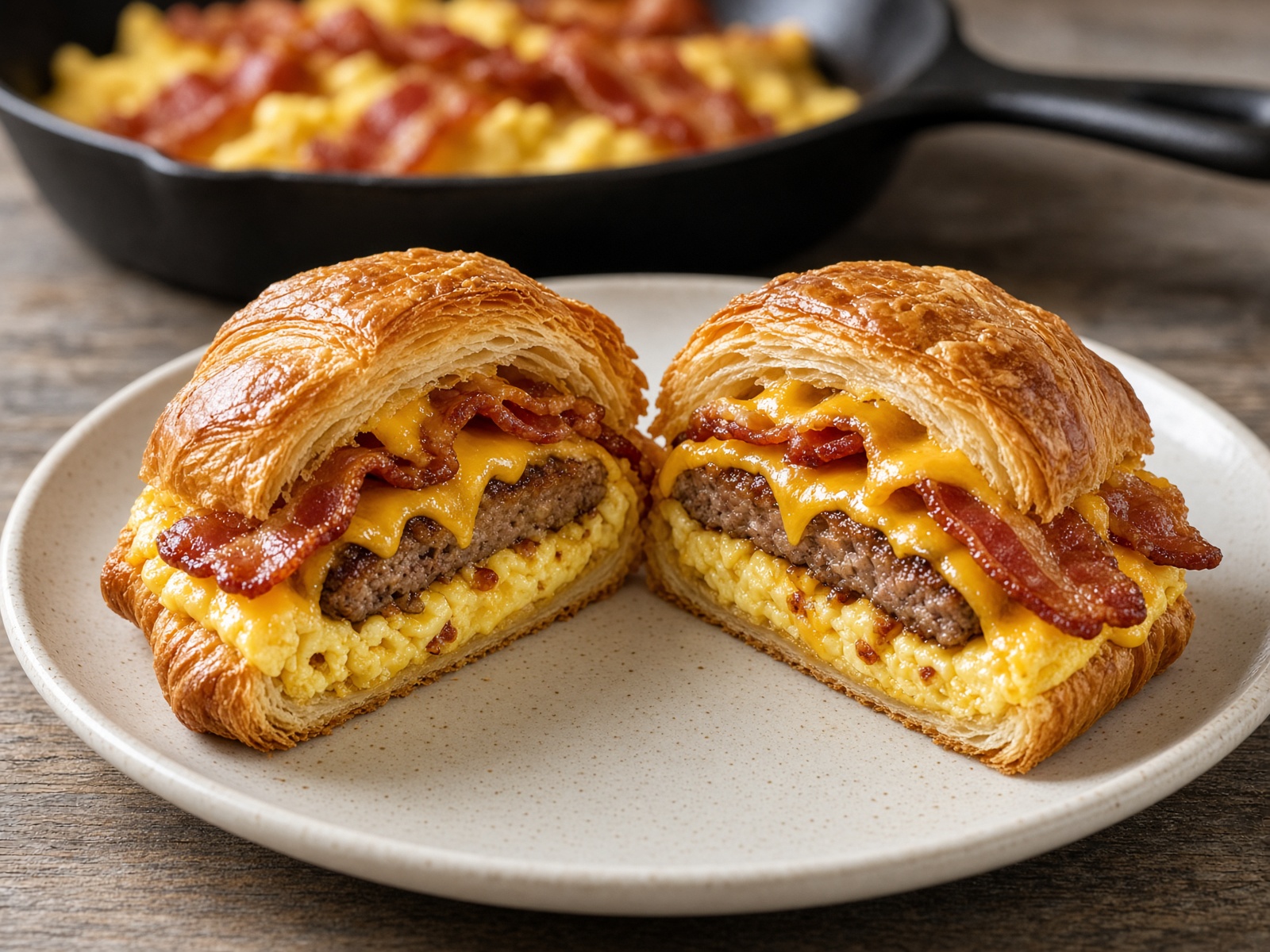 Breakfast croissant sandwich
