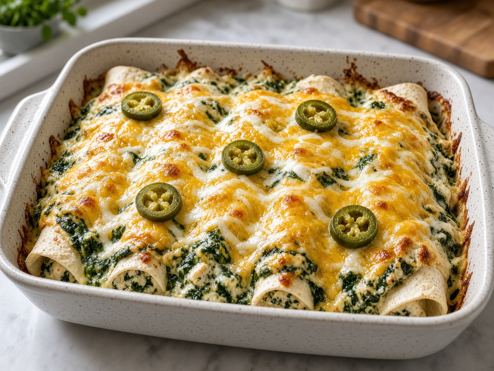 Spinach chicken enchiladas